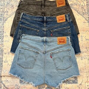 3 pairs Levi's Women's 501 Jean Shorts - Gray, Blue, Light Blue